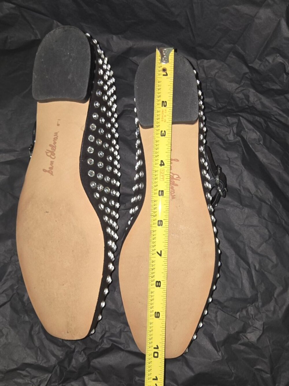 Sam Edelman Crystal Studded Mary Jane Flats – Black Rhinestone Ballet Flats – Wo - Picture 7 of 10